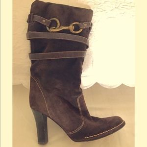 Coach Suede Boots with Horsebit detail.